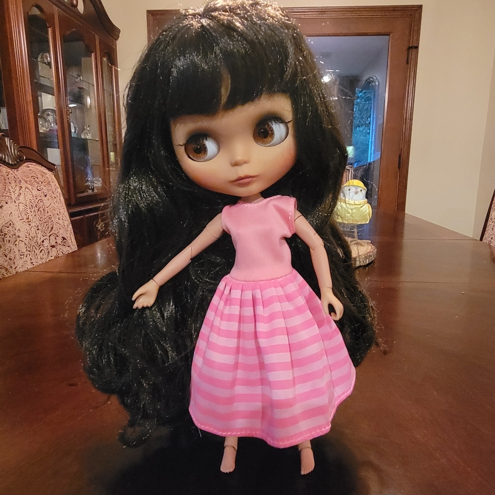 Pink and White stripe Blythe dress